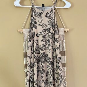 Forever21 floral tan & black tank dress